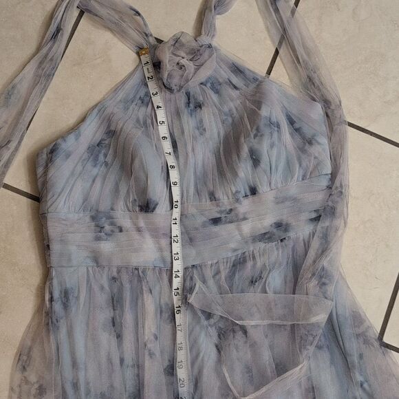 NWT Dessy Collection Tulle Floral Print Gown Maxi Dress Blue Mist Garden 16 - Picture 10 of 12